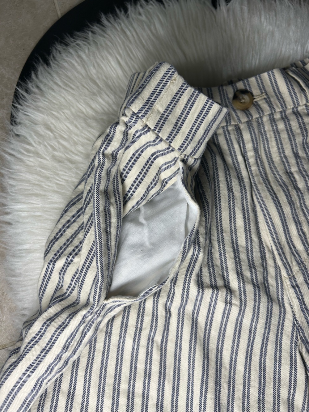 Ana new approach Size 12 Neutral Beige & White Striped Wide-Leg Pants - Picture 4 of 7